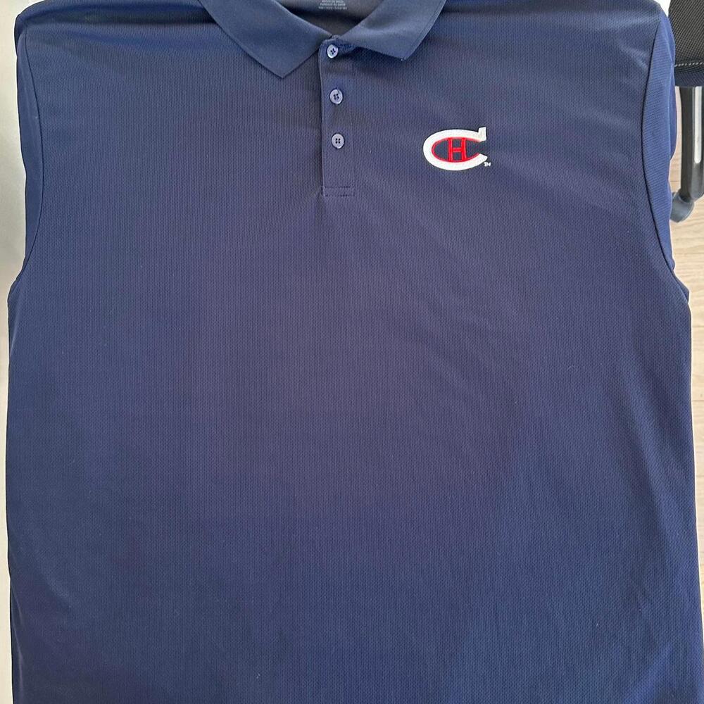 VTG Reebok NHL Classic HivernaL Edition Navy Montreal Canadiens Polo Shirt 2XL